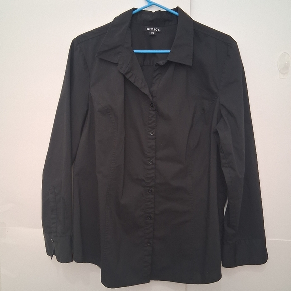 🔵George Black Button Down Shirt for Women - Picture 1 of 6